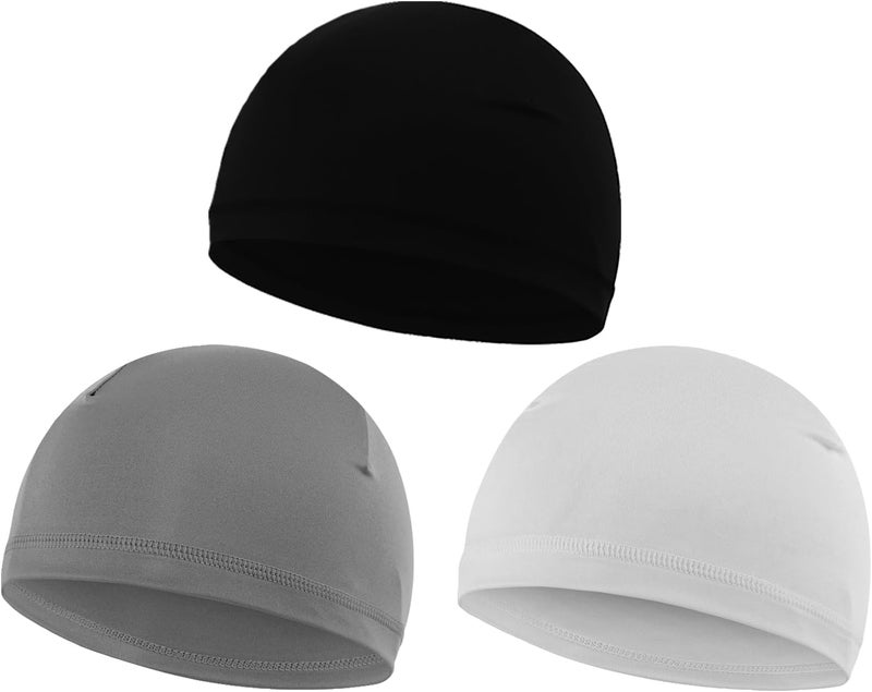 Holiberty 3 Pieces Kids Skull Cap Cooling Running Cycling Beanies Elastic Summer Bike Head Wrap Hard Hat Helmet Liner 3-12Y - Image 1